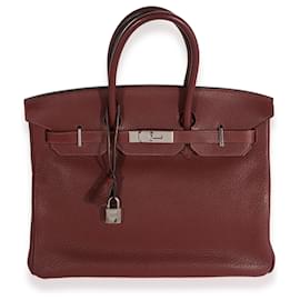 Hermès-Hermes Rouge H Fjord Birkin 35 PHW-Bordò