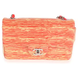 Chanel-Mini borsa rettangolare classica con patta in vernice a righe rosse Chanel-Rosso,Giallo
