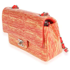 Chanel-Mini sac à rabat classique rectangulaire en cuir verni à rayures rouges Chanel-Rouge,Jaune
