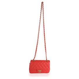 Chanel-Minibolso rectangular clásico con solapa de piel de cordero acolchada en coral de Chanel-Rosa