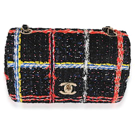 Chanel-Chanel Mini bolso rectangular con solapa de tweed multicolor negro-Multicolor