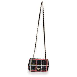 Chanel-Mini sac à rabat rectangulaire en tweed multicolore noir Chanel-Multicolore