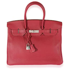 Hermès-Hermès Rubis Togo Birkin 35 PHW-Red