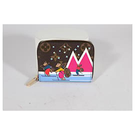 Louis Vuitton-Monedero Zippy de lona con monograma de esquí con osos de animación navideña de Louis Vuitton-Castaño,Multicolor
