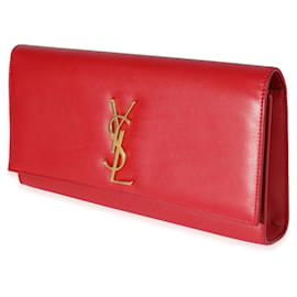 Saint Laurent-Saint Laurent Red Smooth Calfskin Cassandre Clutch-Red