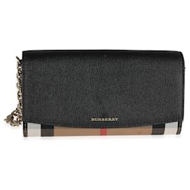Burberry-Burberry House Check & Black Leather Chain Wallet-Brown,Black,Multiple colors
