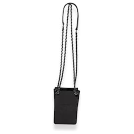 Chanel-Borsa a tracolla porta-telefono Chanel in pelle verniciata nera-Nero