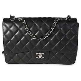 Chanel-Chanel Black Quilted Lambskin Jumbo Classic Single Flap Bag-Black