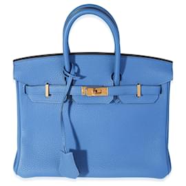 Hermès-Hermes Bleu Hydra Clemence Birkin 25 GHW-Azul