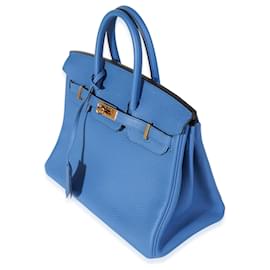 Hermès-Hermès Bleu Hydra Clémence Birkin 25 GHW-Blue