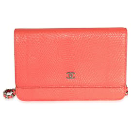 Chanel-Chanel Coral Lizard Wallet On Chain-Orange