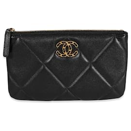 Chanel-Chanel Black Lambskin Quilted Chanel 19 O Case-Black