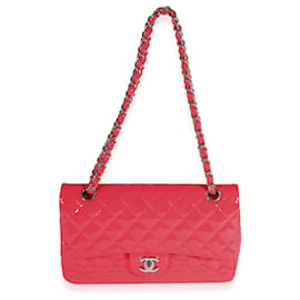 Chanel-Chanel Candy Pink gestepptes Lackleder Mittlere klassische gefütterte Überschlagtasche-Pink