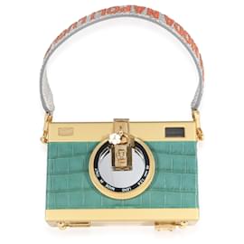 Dolce & Gabbana-Dolce & Gabbana Sacoche pour appareil photo en résine dorée gaufrée verte-Autre