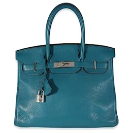 Hermès-Hermes Colvert Clemence Birkin 30 PHW-Blau