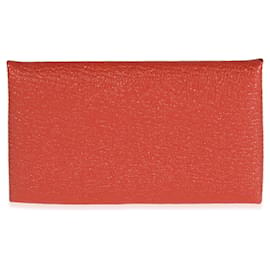Hermès-Hermès Sienne Chévre Mysore Calvi Card Case-Red,Orange