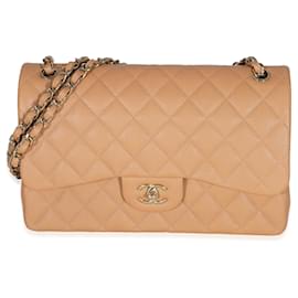 Chanel-Chanel 21P Caramel Caviar Jumbo Classic bolso con solapa forrado-Otro