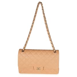 Chanel-Chanel 21P Caramel Caviar Jumbo Classic Double Flap Handbag-Other