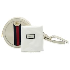 Gucci-Gucci Ophidia Mini Round Rucksack aus weißem Kalbsleder-Weiß,Rot,Blau