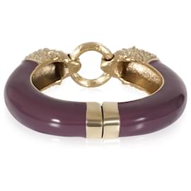 Chanel-Chanel Lion Head Purple Esmalte Gold Tone Cuff Bracelet-Otro