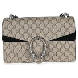 Gucci-Borsa piccola Dionysus Gucci in pelle scamosciata nera GG Supreme-Beige,Grigio