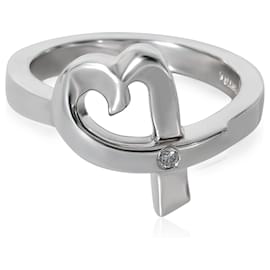 Tiffany & Co-Tiffany & Co Paloma Picasso Loving Heart Anello con diamanti in argento sterling 0.02 ctw-Altro