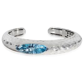 Roberto Coin-Roberto Coin Blue Topaz Hammered Cuff Bracelet in  Sterling Silver-Other