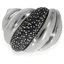 David Yurman-David Yurman Hampton Cable Ring avec diamants noirs en argent sterling 0.84 ctw-Autre