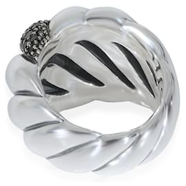 David Yurman-David Yurman Hampton Cable Ring com diamantes negros em prata de lei 0.84 ctw-Outro