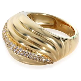 David Yurman-David Yurman Sculpted Cable Dome Ring in 18k yellow gold 0.49 ctw-Other