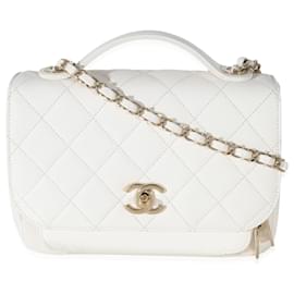 Chanel-Chanel White Caviar Medium Business Affinity Flap Bag-White
