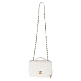 Chanel-Chanel White Caviar Medium Business Affinity Flap Bag-White