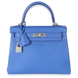 Hermès-Hermes Bleu Royal Togo Kelly Retourne 25 PHW-Bleu