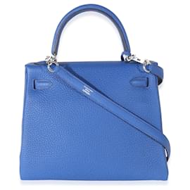 Hermès-Hermès Bleu Royal Togo Kelly Retourne 25 PHW-Blue