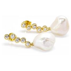 Autre Marque-STILL Orecchini con Perle e Diamanti-Bianco,D'oro