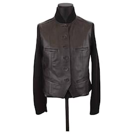 Hermès-Leather coat-Black