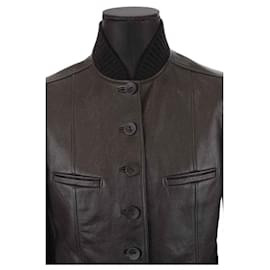 Hermès-Abrigo de cuero-Negro