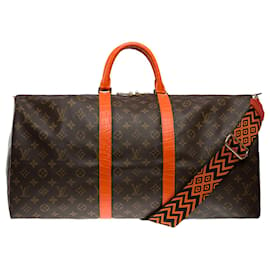 Louis Vuitton-LOUIS VUITTON Borsa Keepall in Tela Marrone - 101746-Marrone