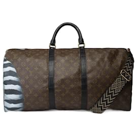 Louis Vuitton-Bolsa de viagem LOUIS VUITTON em lona marrom - 101745-Marrom