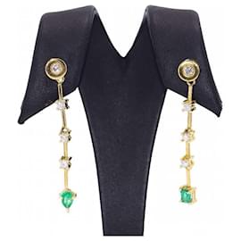 Autre Marque-Colombian Gold and Emeralds Earrings.-Golden,Green