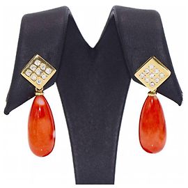 Autre Marque Orecchini in Oro, corallo e diamanti. D'oro Arancione