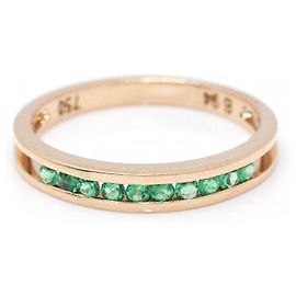 Autre Marque 18kt Rose Gold Emerald Ring Golden Green