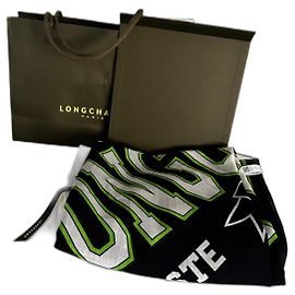 Longchamp University Folding Stole Navy blue Light green