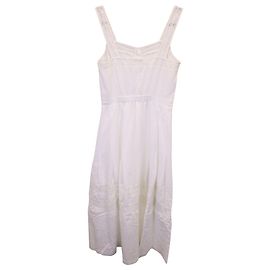Vestido midi LoveShackFancy com decote quadrado em algodão branco Branco
