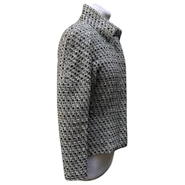 Chanel-Grey Wool Blend Zip Front Jacket Size 38 fr-Grey