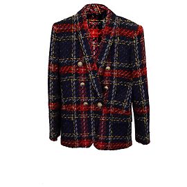 Balmain Blazer com forro Tartan em Tweed Multicolor Outro Impressão em python