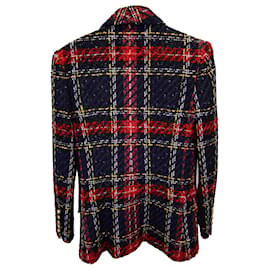 Balmain-Balmain Tartan lined Breasted Blazer in Multicolor Tweed-Multiple colors