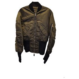 Sandro Paris Bomber Jacket in Khaki Green Nylon Green Khaki