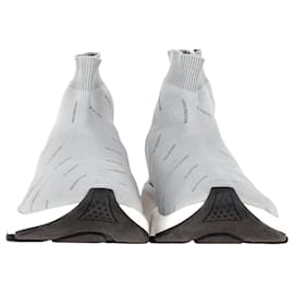 Balenciaga-Balenciaga Allover Logo Speed Sneakers in Grey Polyester-Brown