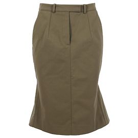 Falda acampanada hasta la rodilla de Alexander McQueen en algodón verde caqui Verde Caqui